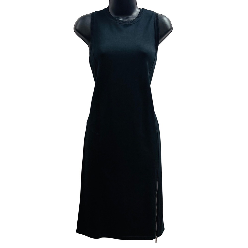 Lauren Ralph Lauren Black French Terry Sleeveless Sheath Dress Side‎ Zip Small